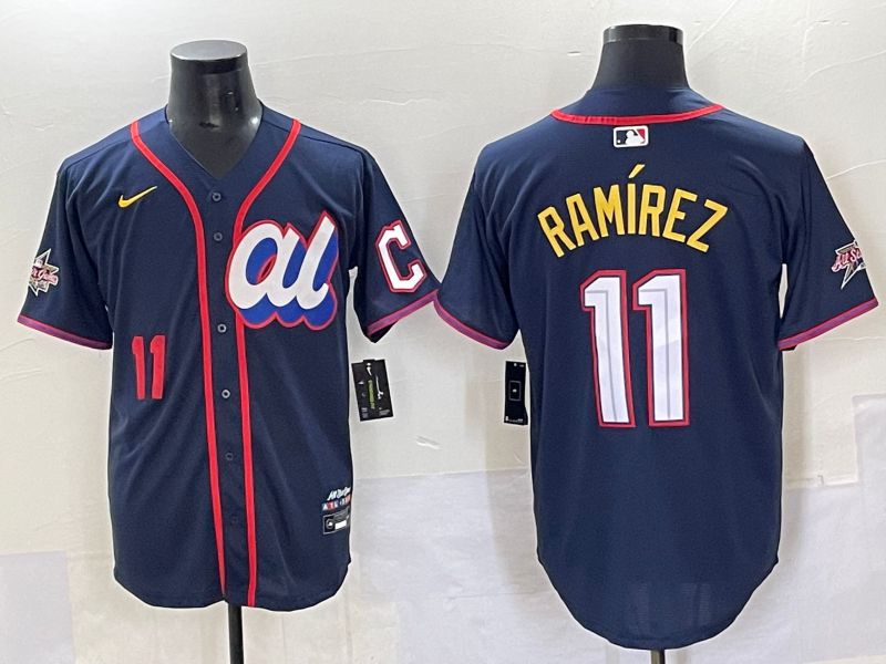 Men 2025 Cleveland Indians #11 Ramirez Blue All star Nike MLB Jersey style 3->ncaa teams->NCAA Jersey